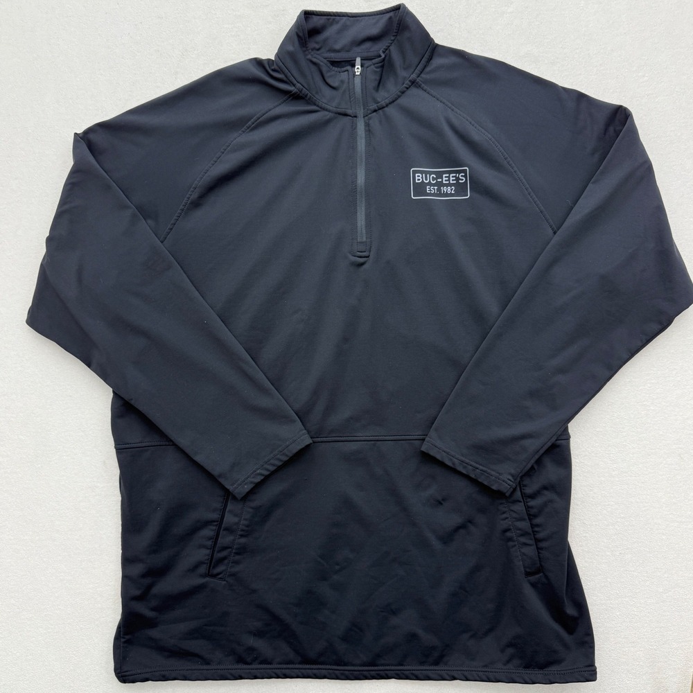 Buc EE s Mens 2XL Black Quarter Zip Pullover Sweatshirt Est 1982 buc-ee's